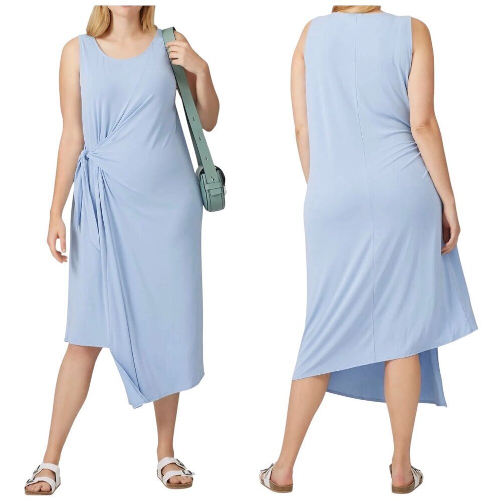Universal Standard Blue Side Tie Sleeveless Midi Dress XS Modal Blend